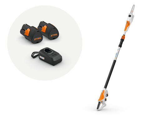 STIHL Élagueuse sur perche à batterie HTA 30, avec 2x batterie AS 2 et chargeur ALS 31
