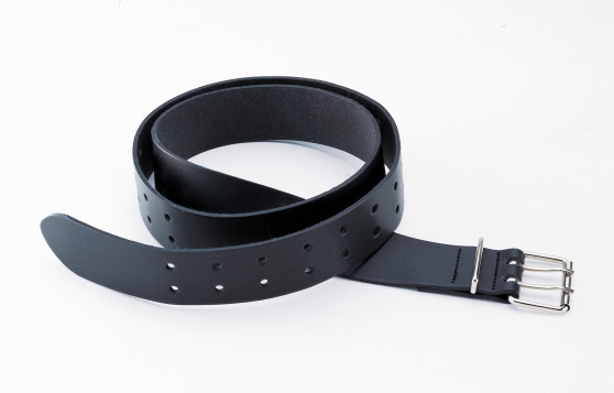 Lederen riem, 125 cm, zwart