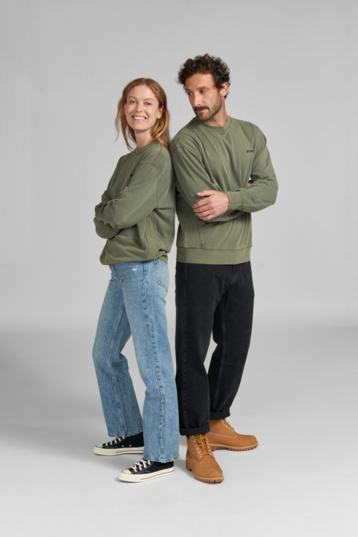 Sweat-shirt PIGMENT DYE OLIVE, taille XS